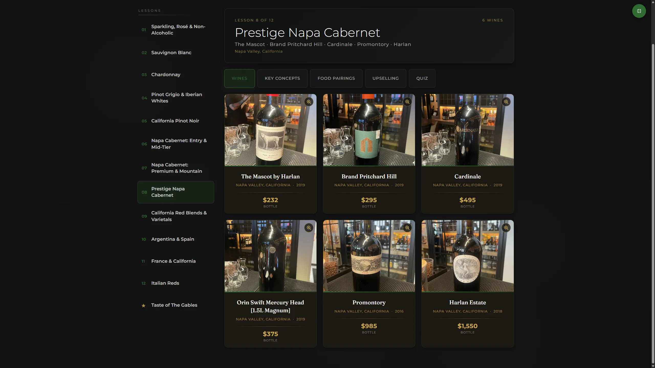 Eating House Wine & Knowledge Training Portal — lesson content
